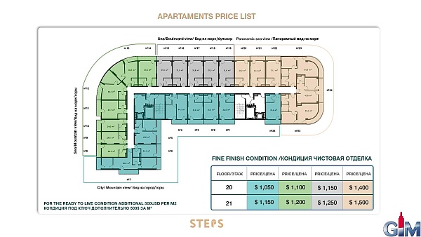 Apartments in the complex "Steps"